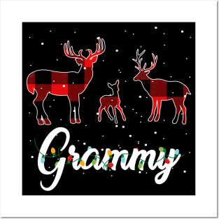 Grammy Reindeer Plaid Pajama Shirt Family Christmas Posters and Art